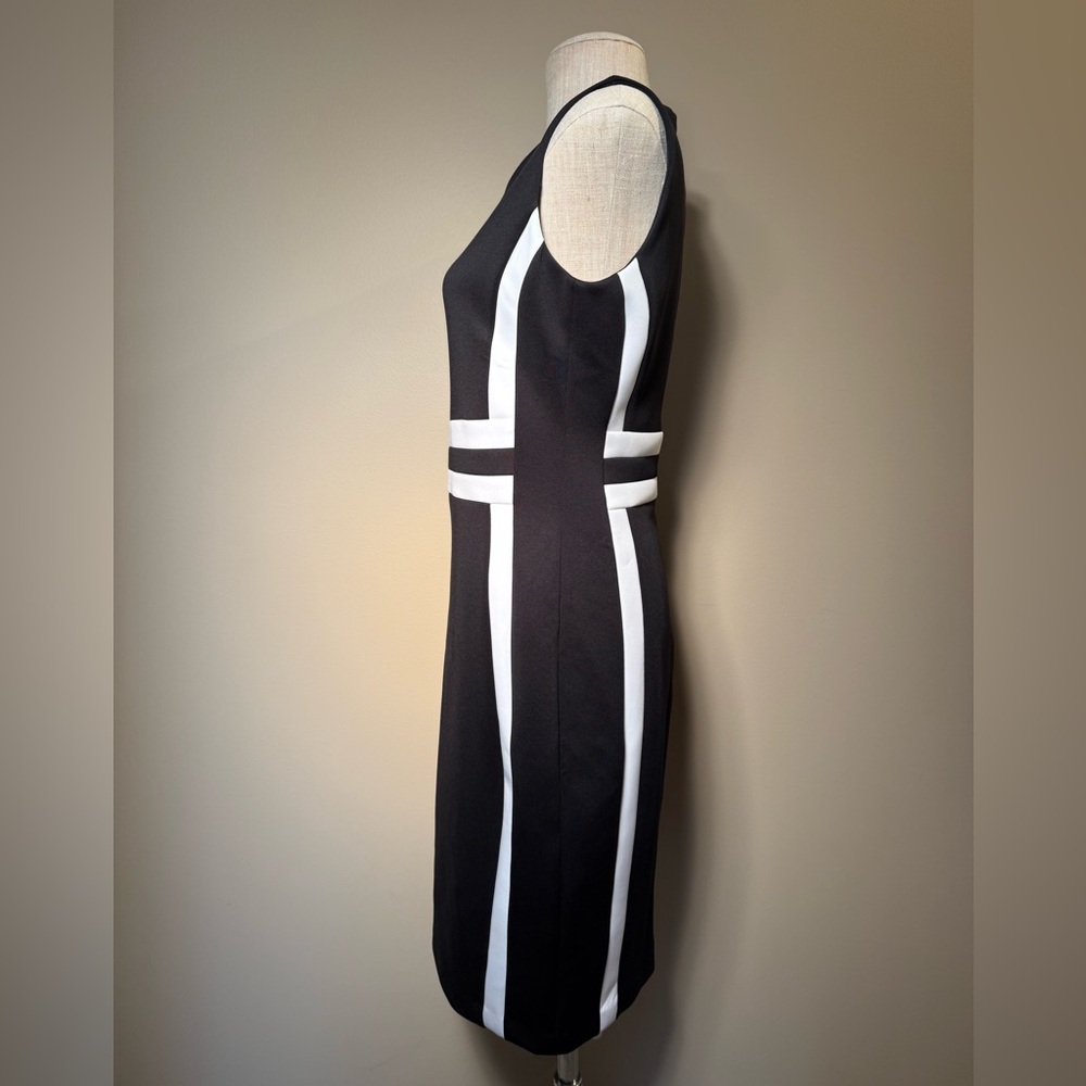 NWT Calvin Klein Valeria Scuba Colorblock Sheath Dress Black White Size 8 - Picture 8 of 9